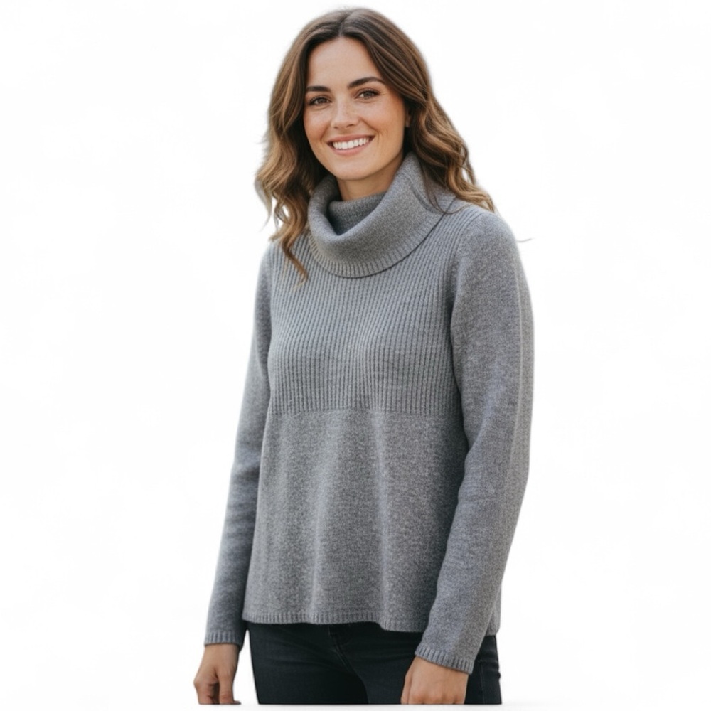 Cozy Wool Cashmere Blend Banana Republic Heather Gray Pullover Turtleneck Size S